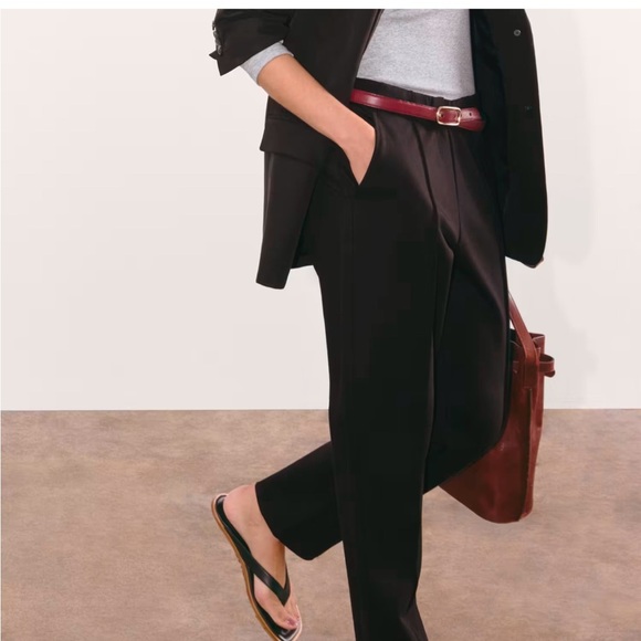 EVERLANE The Dream Pant Black Tailored Sweatpant Pockets Double Knit Sz L - Picture 2 of 16